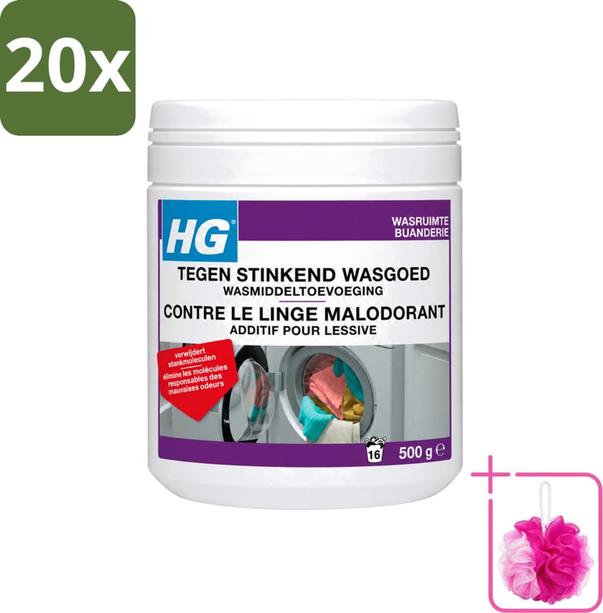 20 x HG - Wasruimte - Tegen Stinkend Wasgoed - Wasmiddeltoevoeging - 500 g - Bulkverpakking - Wasmiddel tegen stank - Douchemop - Stinkend wasgoed — afbeelding 1