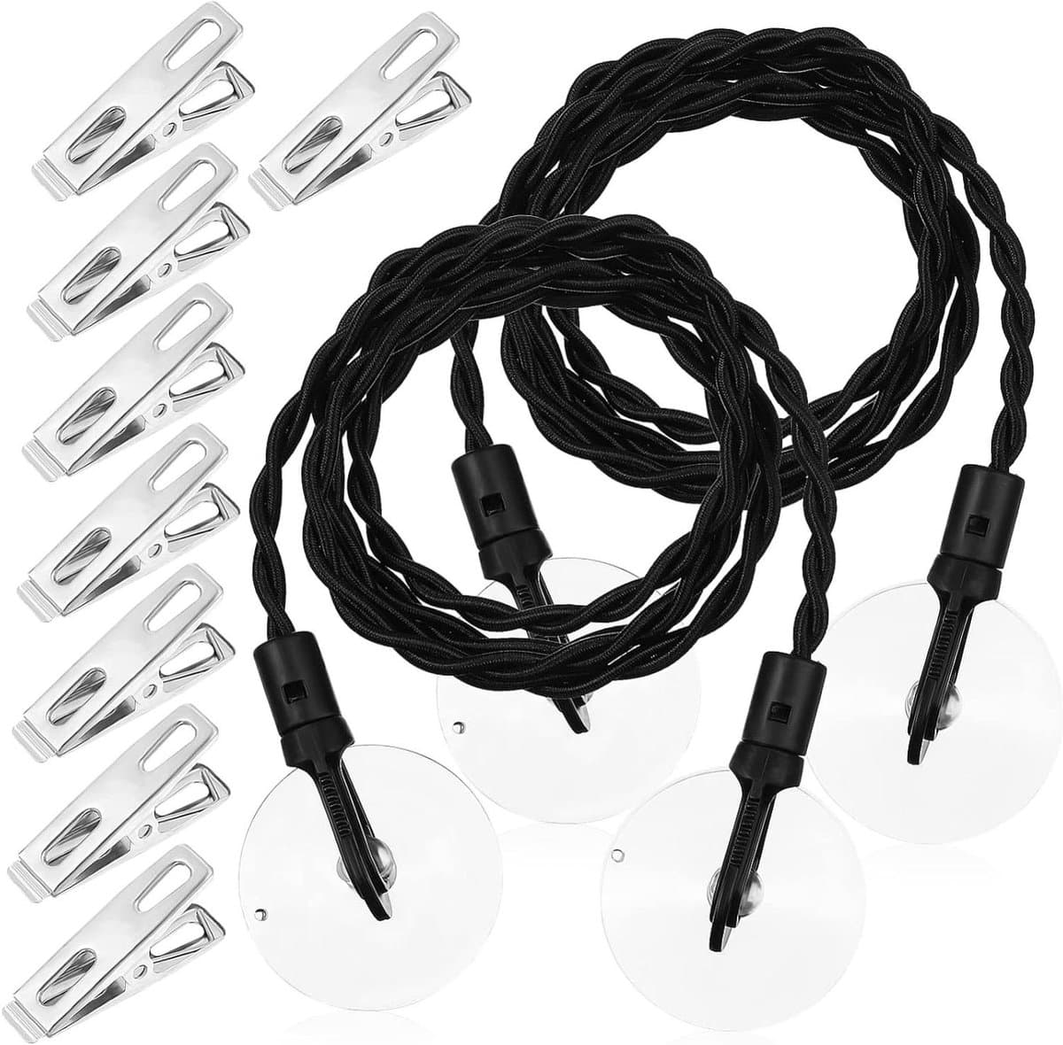 Draagbare Waslijn - Reiswaslijn Kledinglijn - Kleding Drogen - Intrekbaar Met Clips - 120 cm - Zwart — afbeelding 1
