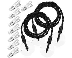 Draagbare Waslijn - Reiswaslijn Kledinglijn - Kleding Drogen - Intrekbaar Met Clips - 120 cm - Zwart