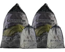 Wasnetjes met ritssluiting - Zwart - 30 x 40 cm / 60 x 90 cm - Polyester waszakken set - Voor kleding en huishoudelijk gebruik