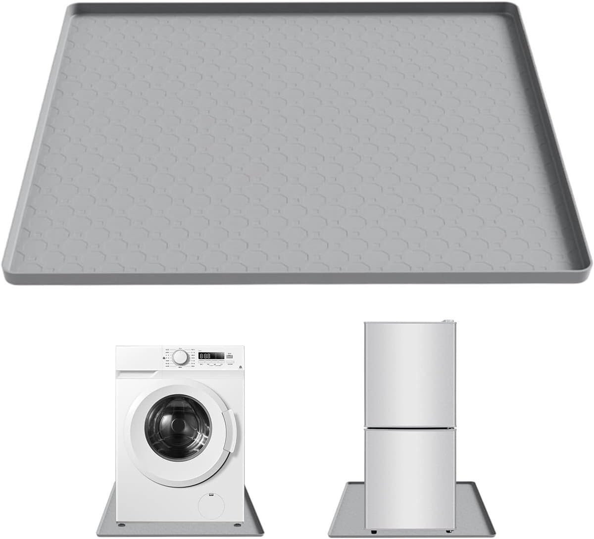 Koelkastmat - gemaakt van siliconen - met opstaande randen - antislip - vlekbestendig - kan ook gebruikt worden als wasmachinemat of koelkastmat - 50 x 50 cm - grijs — afbeelding 1