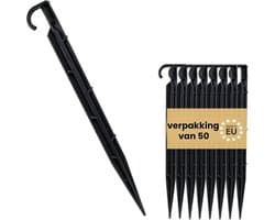 Grondanker - Zwart - 15 cm x 1,6 cm - Kunststof Bevestigingspen voor Druppelirrigatie - Set van 50 stuks