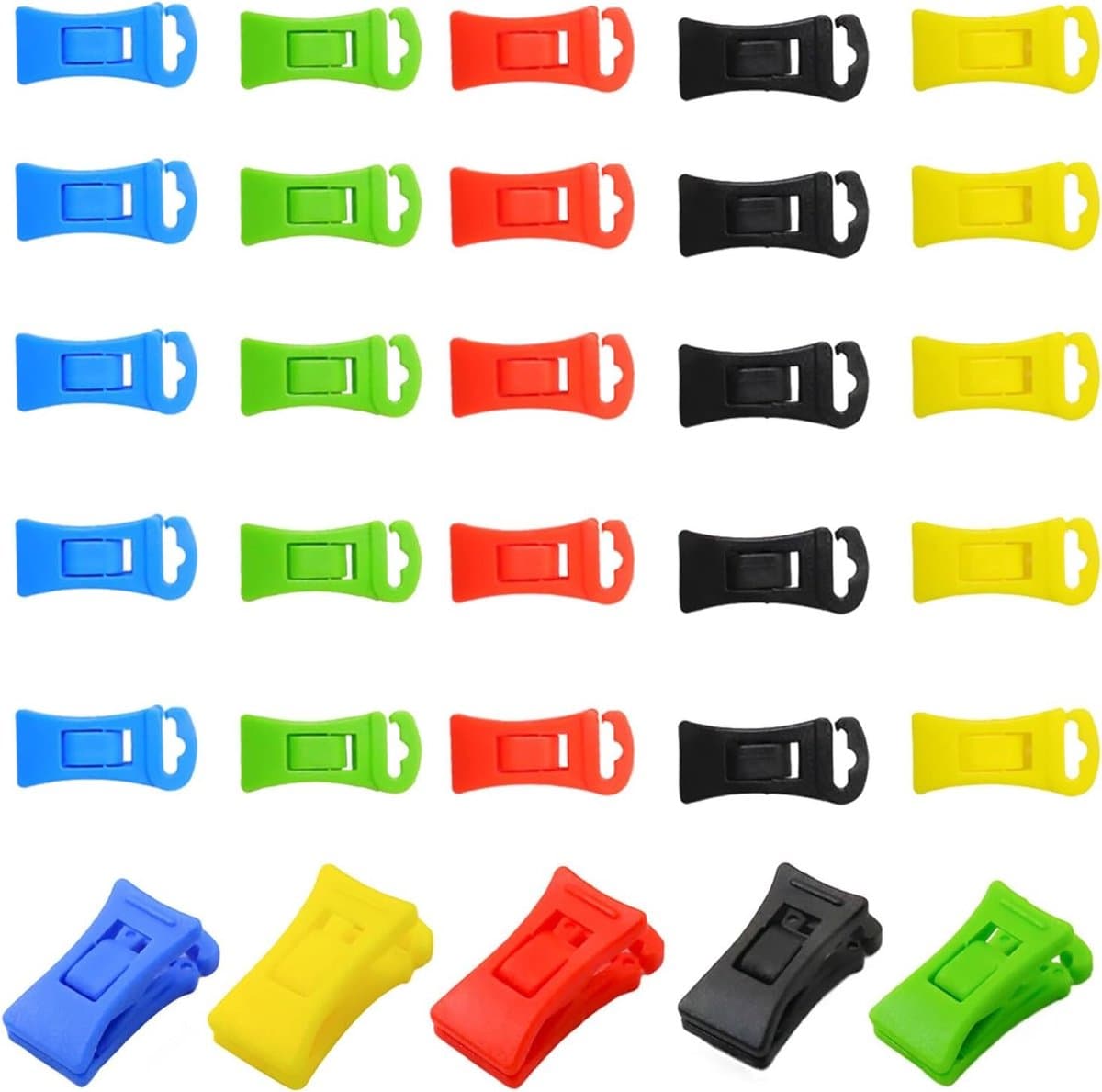 Set van 30 Plastic Sock Clips met Haken voor Wasmachine en Droger - Mini Kledingknijpers voor Organiseren, Opslaan en Drogen van Sokken — afbeelding 1