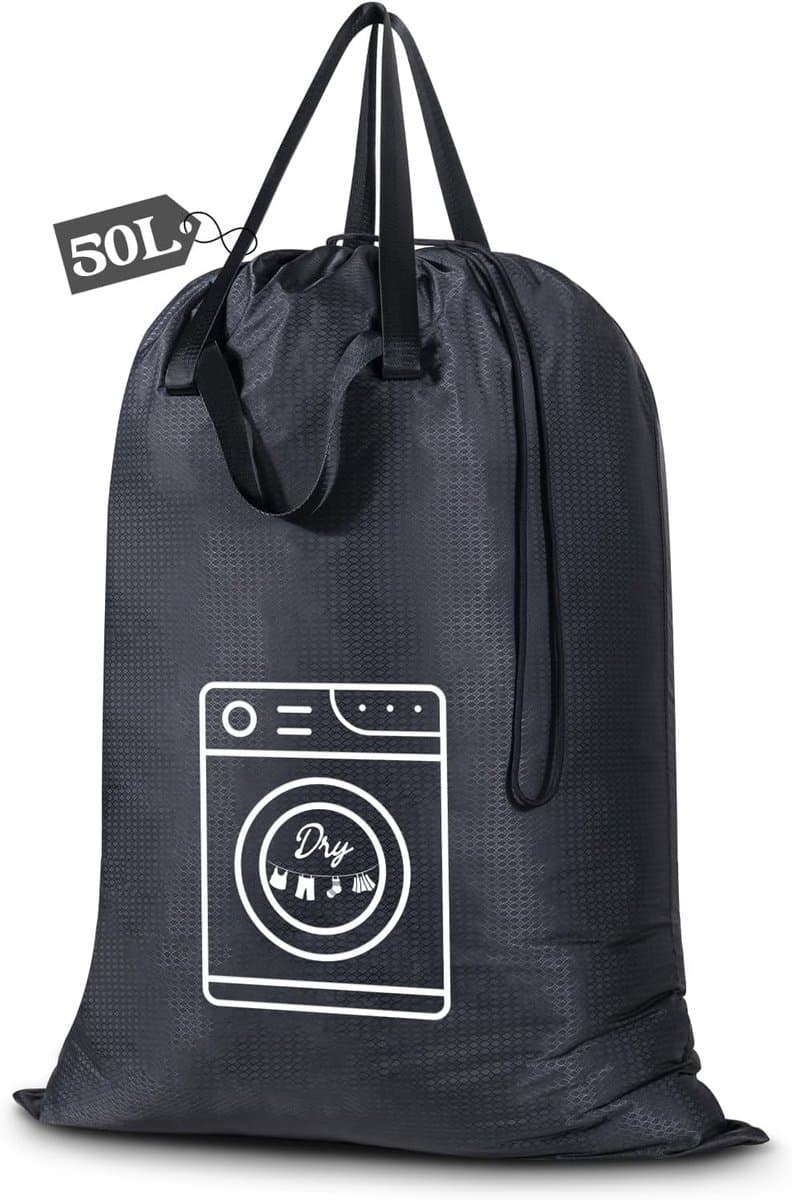 Ruime 50x70 cm Waszak met Dubbele Handgrepen en Rits - Waterafstotende Nylon voor Vuilwas — afbeelding 1