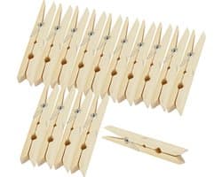 Wasknijpers Bamboe - Bamboeklemmen Knutselklemmen - Was Ophangen Knutselen - Sterke Metalen Veer - 6 cm - Natuurlijk