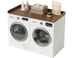 SnelShoppen - Washer-Dry-Worktop - Organisatie en Opbergruimte voor Wasruimte - Houten Werkblad voor Wasmachine en Droger - Walnoot - 137x70x7 cm - Id