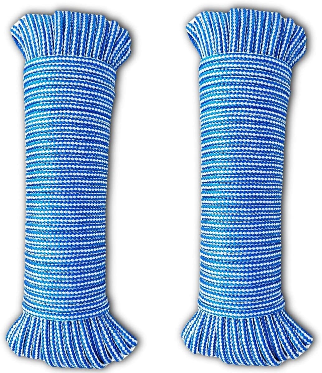 Waslijn Touw - Kledinglijn - Buiten Droge Kleding - Vochtbestendig Materiaal - 2x 15 Meter - Blauw — afbeelding 1