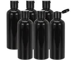 Reisflessen met klepdop, 6 stuks 100 ml lekvrije hervulbare lege dispensercontainer knijpfles voor shampoo, toiletartikelen, lotion, crème, zwart