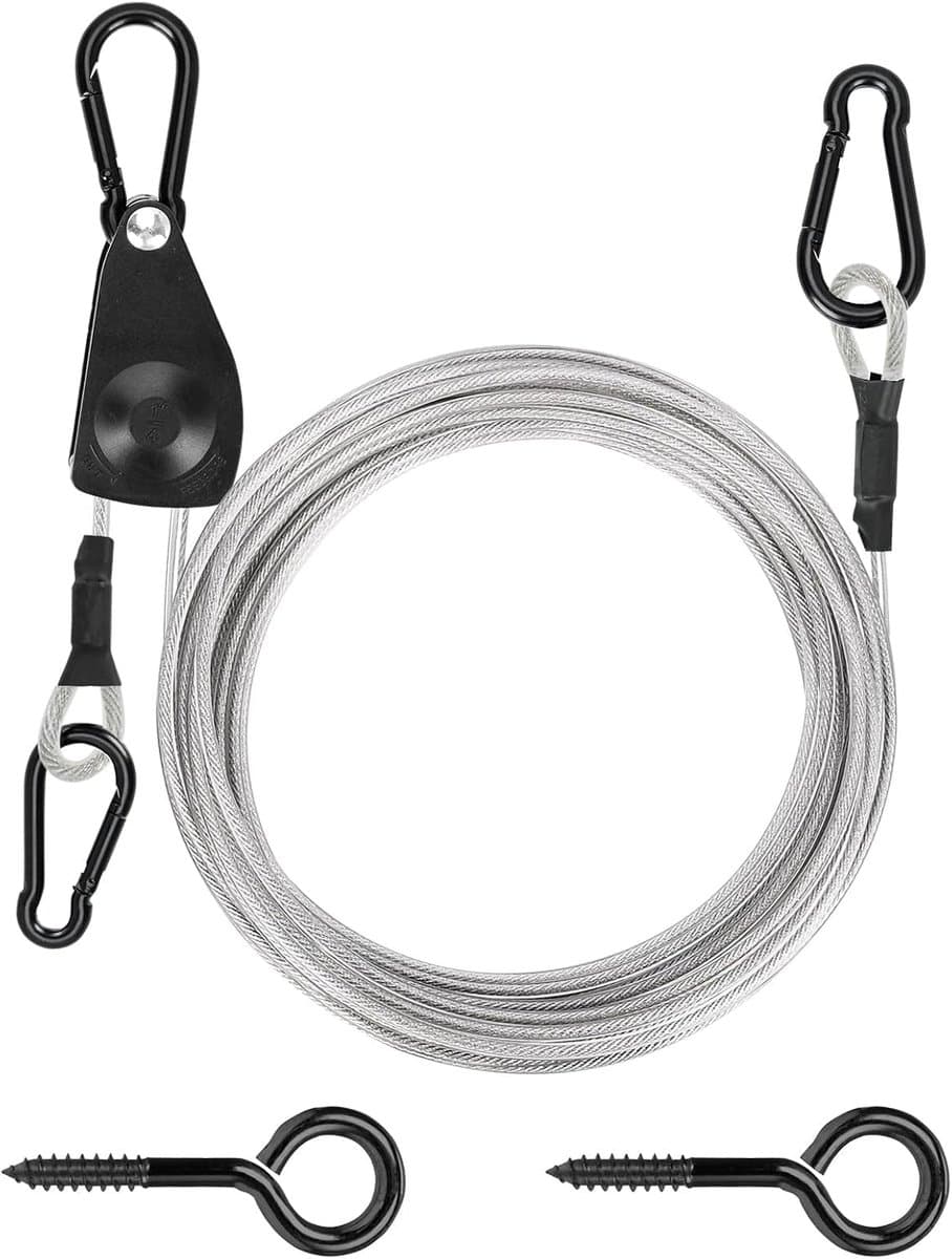 TooTaci 30ft outdoor waslijn kit, 3/16 inch PVC gecoate staalkabel Heavy Duty draagbare kleding lijn kit met - ShopVlot — afbeelding 1