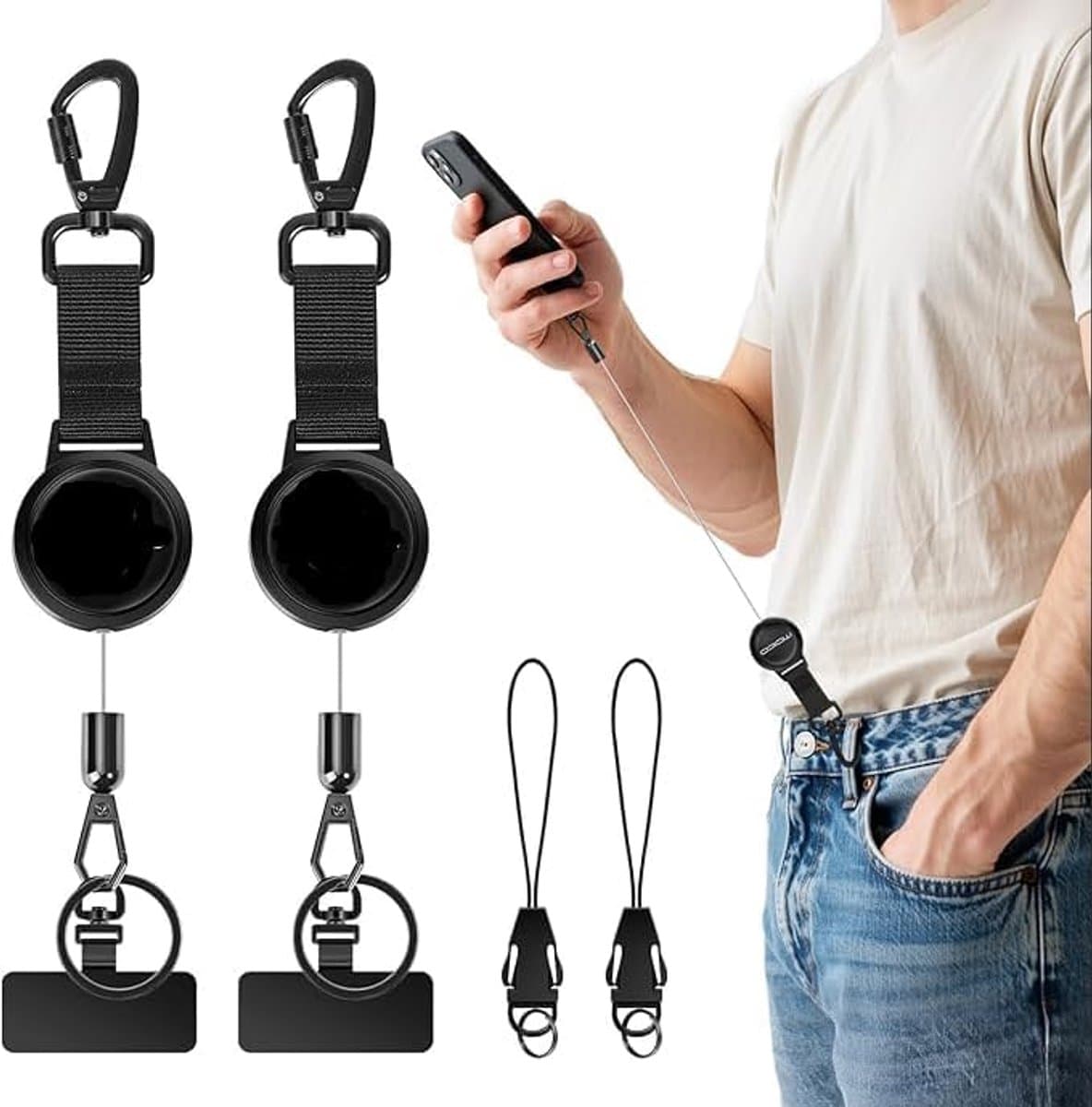 Uittrekbare telefoonbeveiliging - stalen kabel - intrekbaar - ideaal voor outdoor gebruik - ShopVlot — afbeelding 1