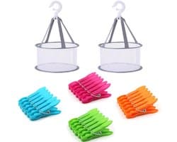 Solidchoice - Set van 50 Kleurige Wasknijpers met Mand