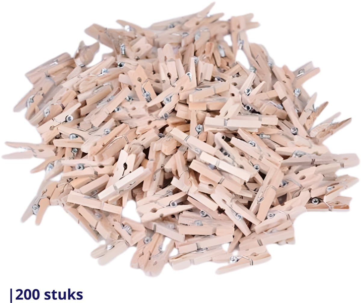 Knaak Mini Wasknijpers - 200 stuks - Houten Knijpertjes - 2,5 cm - Fotoknijpers - Hobby Knutselen — afbeelding 1