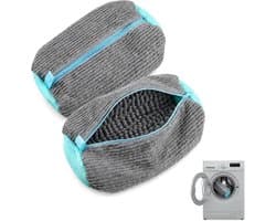 Schoenzak voor Wassen met Rits - Waszak voor Sneakers en Tennisschoenen, Multi Bescherming Grijs, 2 Stuks