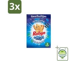 3 x Robijn Geurbuiltjes Intense 3 stuks per verpakking - Grootverpakking - Geur In Kleding - Frisheid In Kleding - Langdurige Geur - Geurbuiltjes - Kledingkast Geur