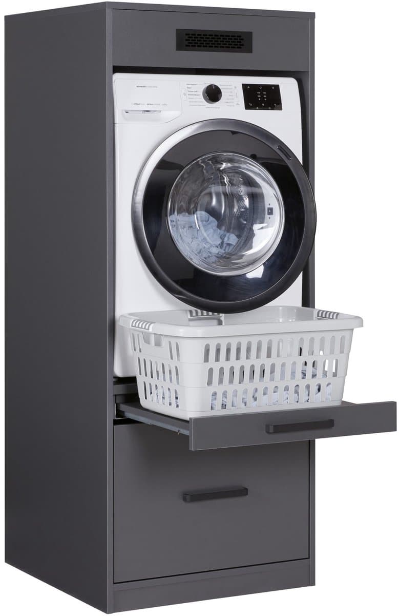Interlink Lifestyle Studio Flow wasmachinekast met uittrekbaar werkblad - Antraciet - 67 x 68 x 164 cm — afbeelding 1
