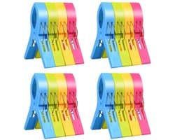 Grote Wasknijpers - Handdoekklemmen - Windvast en lichtgewicht - 16 Stuks - Ideaal voor Strandhanddoeken - Antislip Ontwerp voor Eenvoudi...