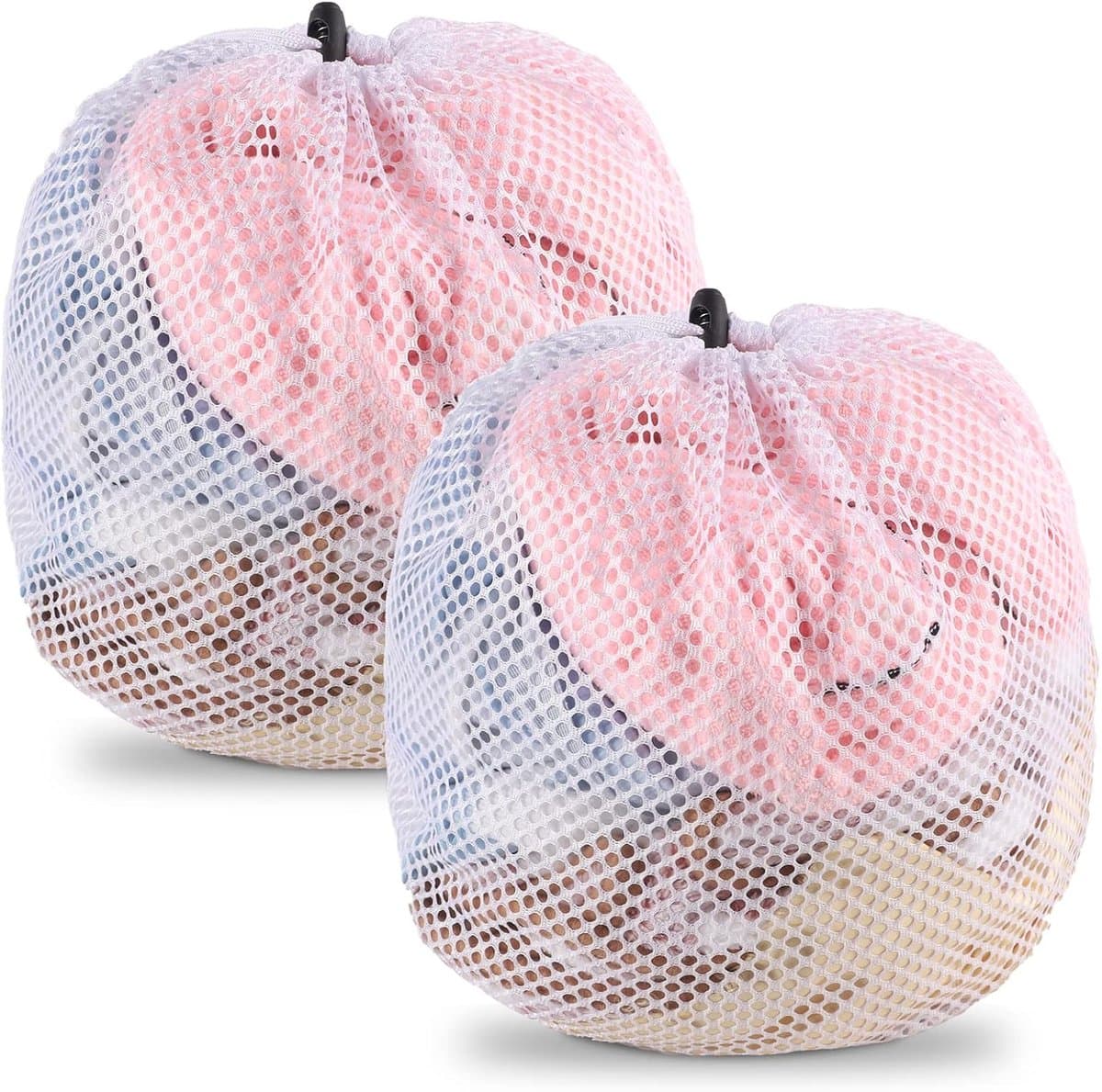 2 Stuks Wasnetten voor Wasmachine, 30 x 40 cm Wasnet met Trekkoord Herbruikbaar Grof Mesh Waszakken Waszak Wasmachine voor Blouse Babykleding Beha Ondergoed Sokken — afbeelding 1