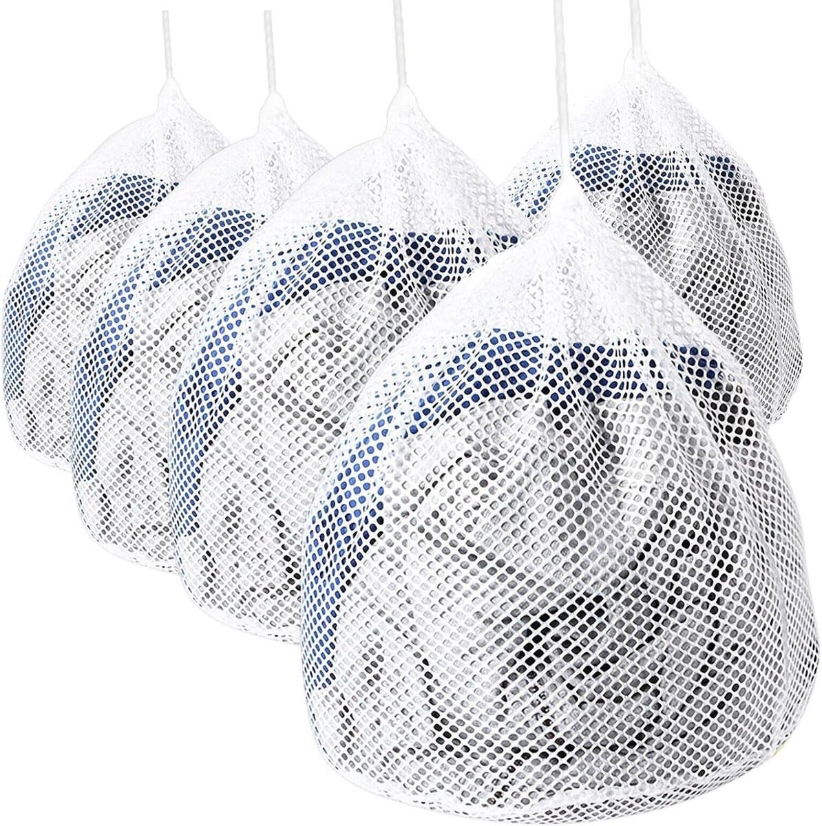 Waszakken, 5 stuks, waszak, wasmachine met koordstopper, herbruikbare grote nettas voor wasgoed, bescherming, waszak voor babykleding, ondergoed, sokken, kasjmier — afbeelding 1