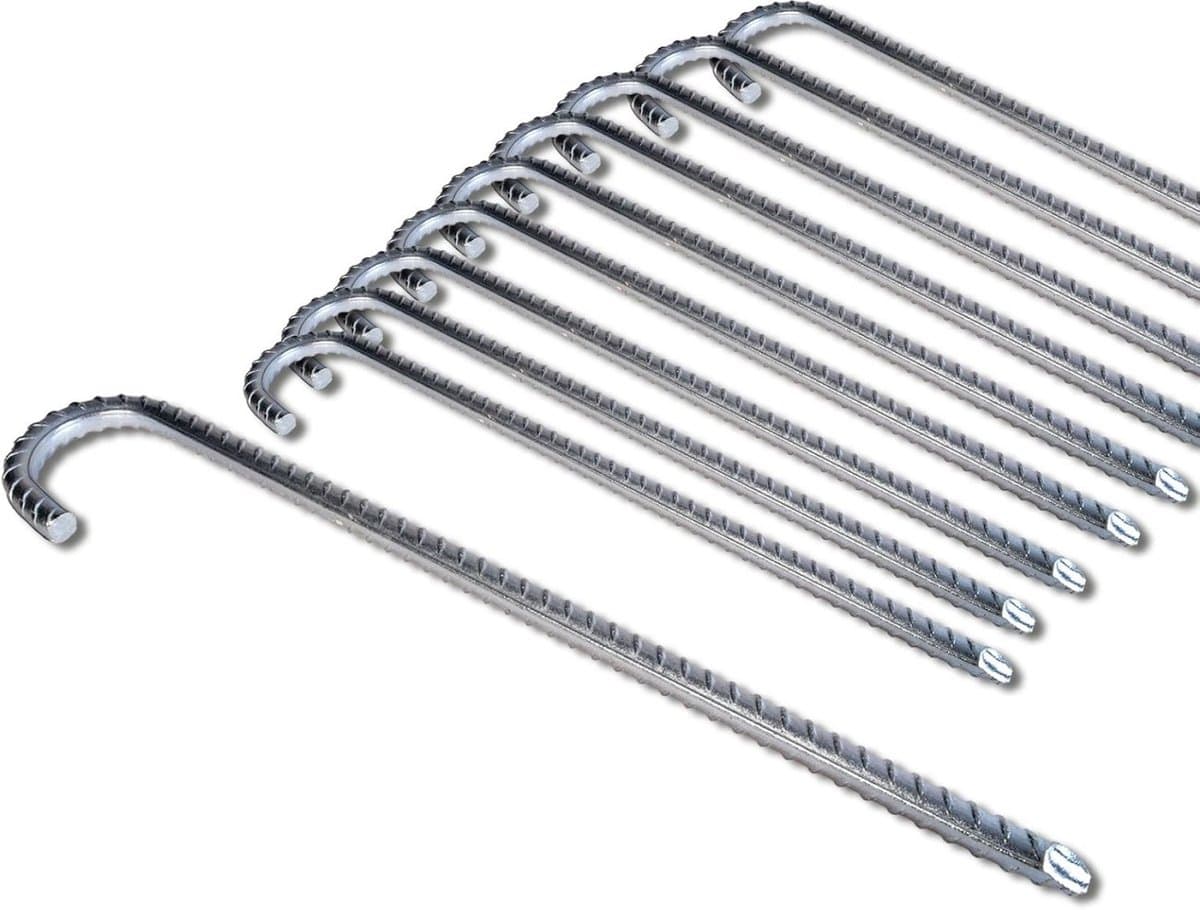 J-vormige draadnagels - 10stuks - 6*300mm - nagels - tentnagels - metalen grondpinnen - windbestendige grondpinnen - grondpinnen en ankers - gegalvaniseerde grondankers - geschikt voor trampolines, tenten, kamperen om tenten of touwen vast te zetten — afbeelding 1