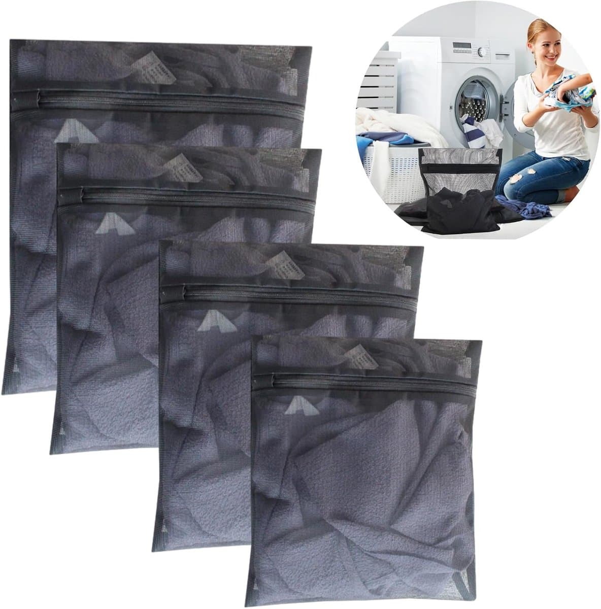 Wasnet voor Wasmachine - Polyester - Ritssluiting met Treklabel - Beschermt Gevoelige Kleding - Voor Beha's, Sokken en Ondergoed — afbeelding 1