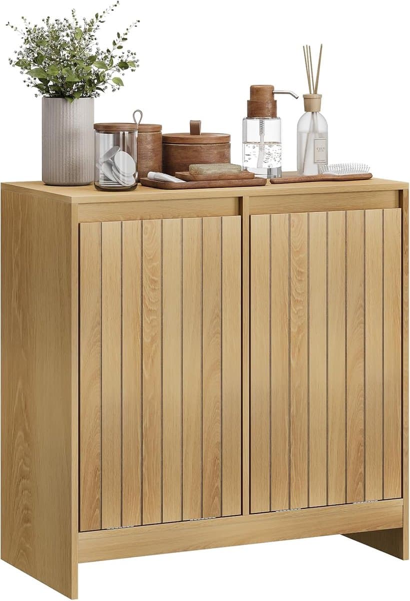 CINK & Co Waskast met 2 Uitneembare Wasmanden - Geschikt als Afvalbakombouw voor 2 x 32 L - Afvalbakken Niet Inbegrepen - Eikenhoutkleur - 66 x 33 x 68 cm — afbeelding 1