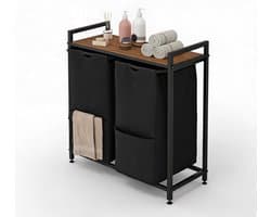 Danky - Multifunctionele wasmand 97L 2‑vaks met afneembare tassen en bovenopbergplank