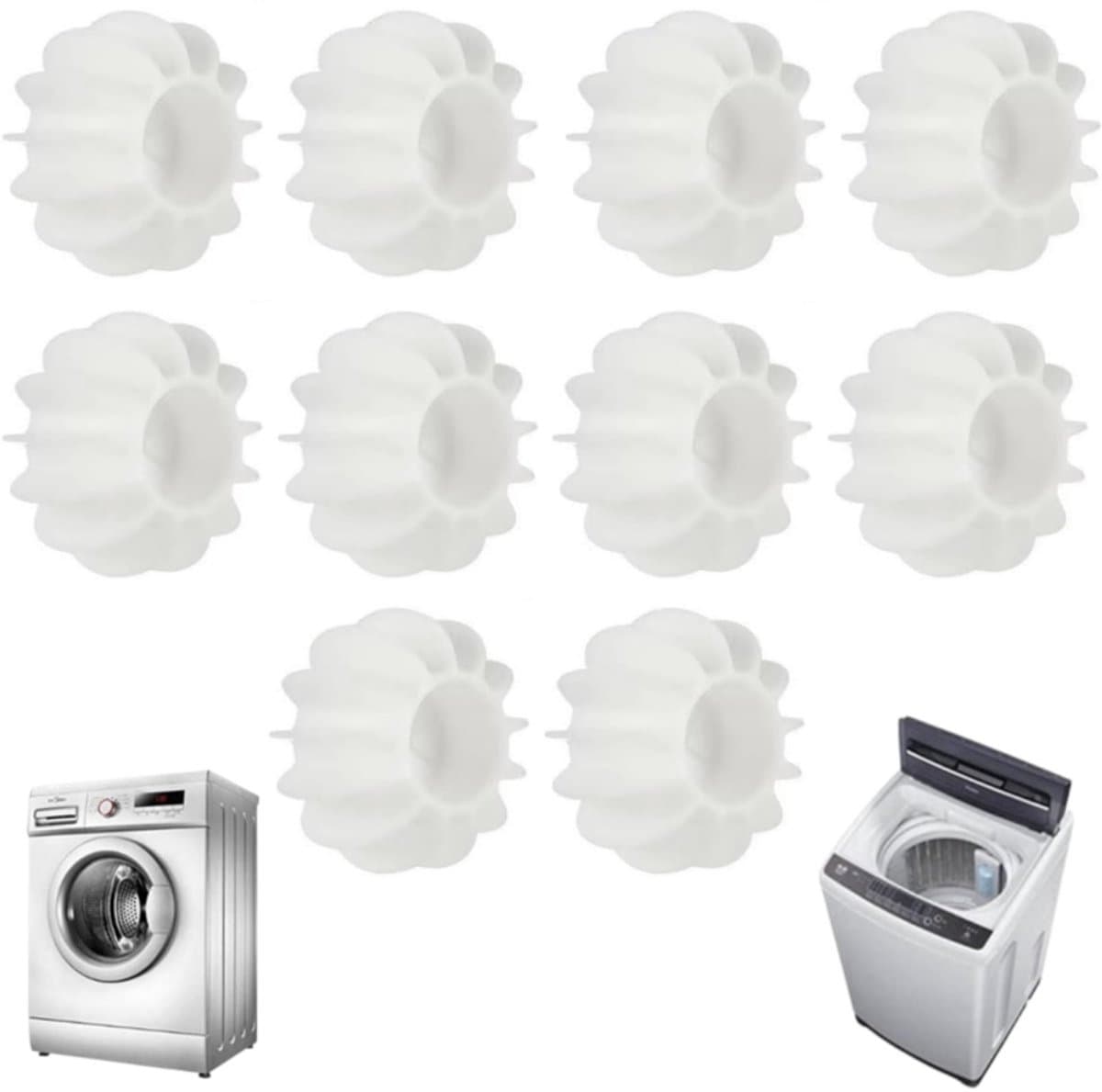10 stuks - wasballen - Siliconen wasballen - Anti-klit wasballen - Droogballen - kleding anti-wirwar - Houdt kleding schoon - Herbruikbaar - Wit - 4,5 x 3 cm - Geschikt voor wasmachines en drogers — afbeelding 1