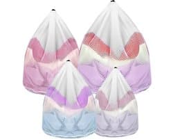 Wasnet, grote waszak, set met koordstopper, waszak, herbruikbaar, wasnet bh, netzak voor wasgoed, 40 x 30 cm