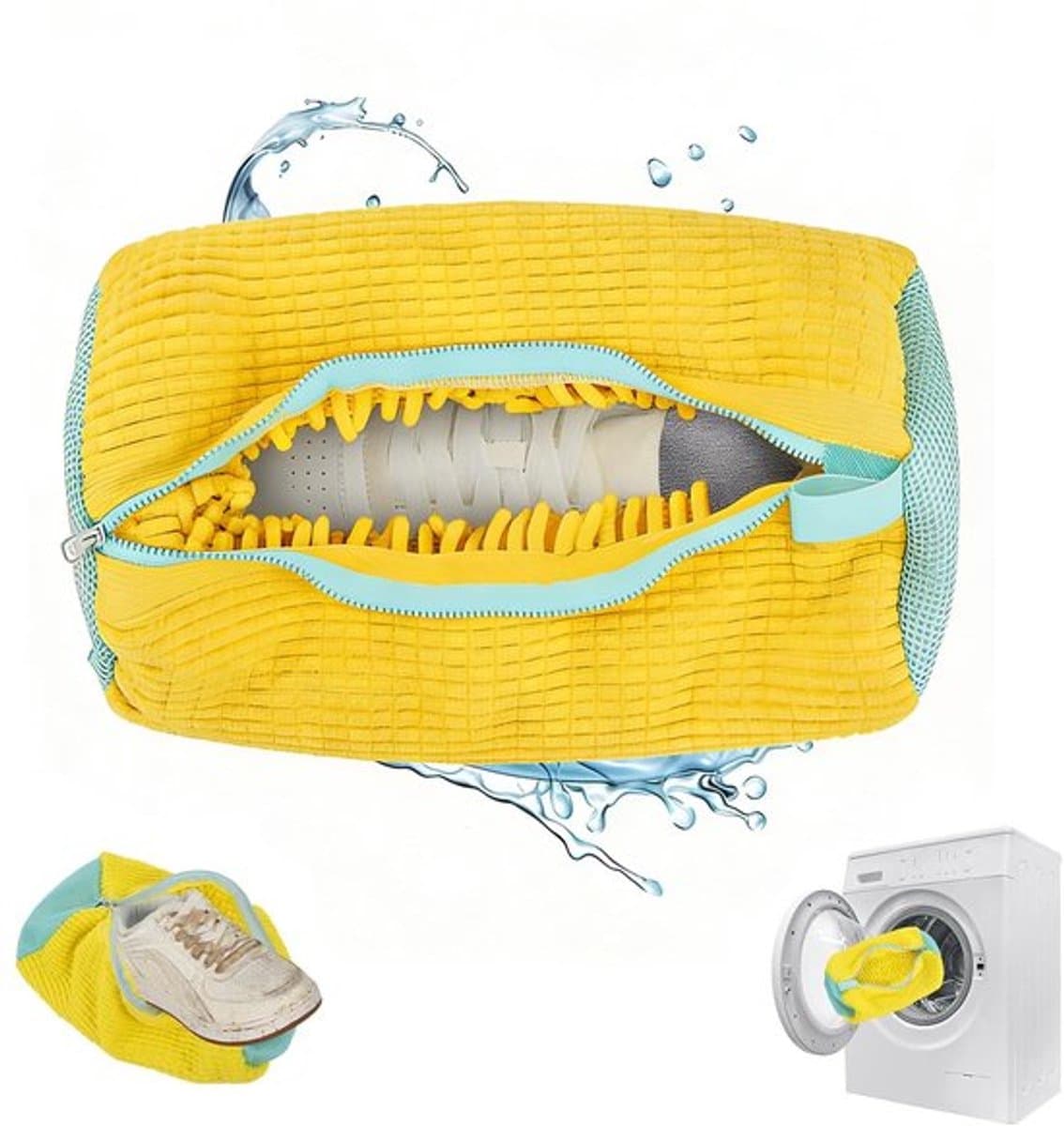 Vastsea Schoenpoetszak, Schoenpoetszak voor Wasmachine, Waszak voor Schoenen, Herbruikbare Schoenwaszak voor Alle Schoensoorten en Maten, Geel, Eenvoudige Stijl — afbeelding 1
