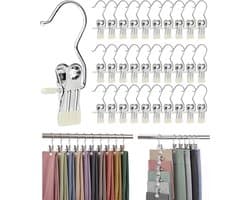 30 Stuks Kledingclips met Haak, Antislip Broekclips voor Kleding, Ruimtebesparende Hanger Clips voor Broeken, Rokken, Jeans, Sokken en Ondergoed, Stapelbare Kast Organizer