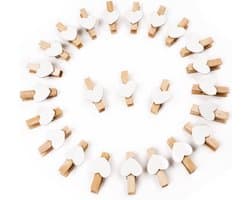 Houten Wasknijpers Set van 90 Stuks - 3,5 cm Duurzame Decoratieve Knijpers voor Fotowand, Knutselen en Verpakking - Ideaal als Gastgeschenk