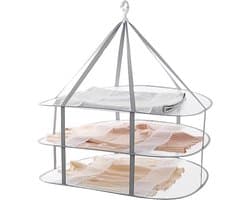 Droognet - 3-laags - Opbergnet - 77*61 cm - trui droger rack - Opvouwbaar - hangende - Draagbaar Wasrek Binnen en Buiten - Opvouwbaar Droogrek - kledingrek - kledingmand - voor kleding, kruiden, bloemen, groenten