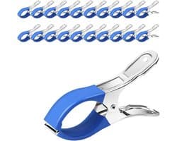 20 roestvrijstalen zwembadafdekkingclips - wasknijpers - geschikt voor zwembaden op grondniveau - windbestendige clips - voor zwembadafdekkingen, dekens en kleding op grondniveau - zilver/blauw - 13*7,8*2 cm