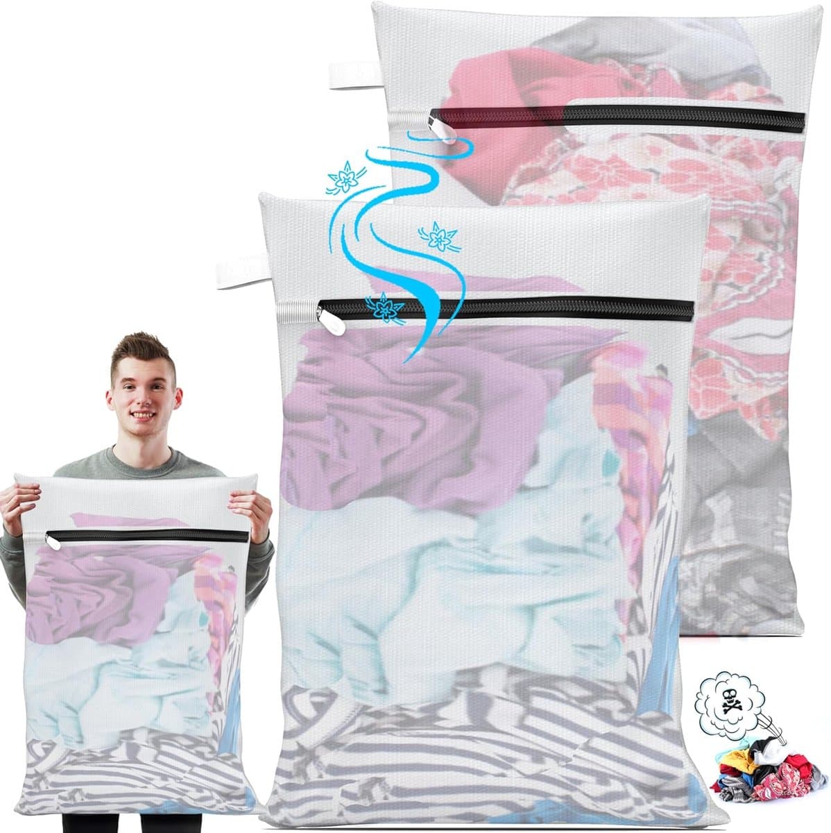 Waszakken 60x90 cm | Herbruikbare Wasnetten voor Wasmachine | 100% Polyester | Ideaal voor Beddengoed, Lakens, Gordijnen en Grote Kledingstukken | Ademend en Stevig — afbeelding 1
