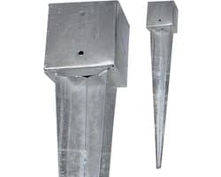 Vierkant Grondanker - Inslaghuls Staal - Stevig Fundament - Thermisch Verzinkt - 750 of 900 mm - Zilverkleurig
