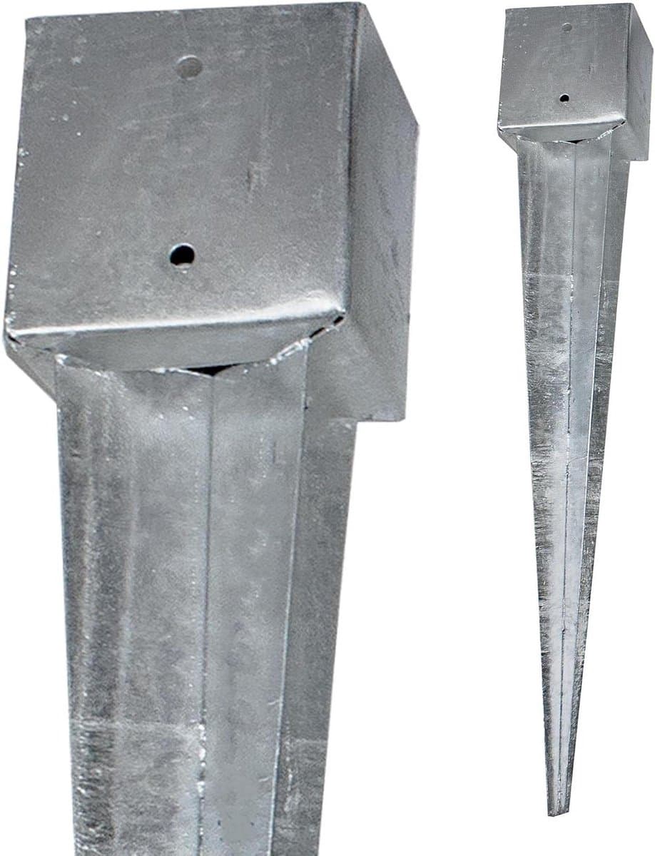Vierkant Grondanker - Inslaghuls Staal - Stevig Fundament - Thermisch Verzinkt - 750 of 900 mm - Zilverkleurig — afbeelding 1