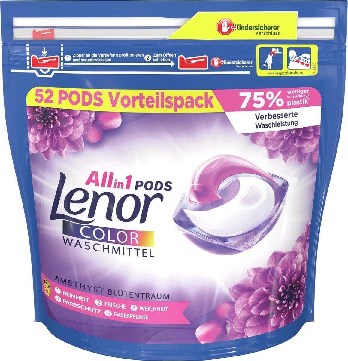 Lenor All in 1 Wasmiddel Pods Amethist & Bloemen Boeket - 52 Wasbeurten. — afbeelding 1