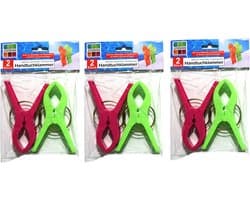 Jedermann Handdoekknijpers XL - 6x - groen/roze - kunststof - 12 cm - wasknijpers — afbeelding 1