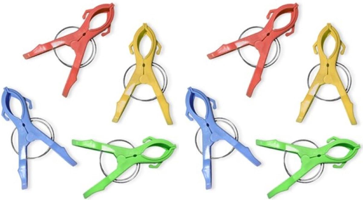 Handdoekklem - 8x - gekleurd - kunststof - 12 cm - handdoek knijper — afbeelding 1