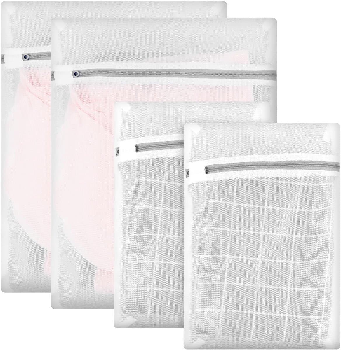 IMPERATORIS® Waszakjes voor Wasmachine - Bescherming voor Fijne Was en Schoenen - Mesh Wasnet met Rits - Voorkomt Slijtage - Set van 4 - Wit - 40 x 30 cm , 30 x 20 cm — afbeelding 1