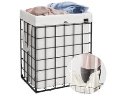 Falmora Grid Wasmand – Roestvrij Staal – Uitneembare Waszak – Wit — afbeelding 1
