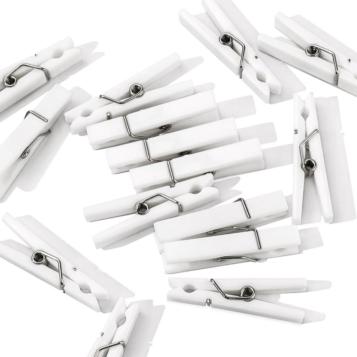 Mini Wasknijpers - Kleine Spelden - Feest decoratie - Lichtgewicht kunststof - 60 stuks - Wit — afbeelding 1