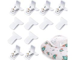 12 stuks Dekbedpinnen - Bed Sheet Holders - Quilt Clips - Dekbedovertrek Clips - Attachment Comforter - Quilt Fixing Clips - Om rommelige lakens te organiseren - Wit - Metaal