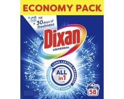Dixan Powder Universal - Waspoeder Wasmiddel - Voor Alle Kleuren Was - Betrouwbare Reiniging - 58 Wasbeurten