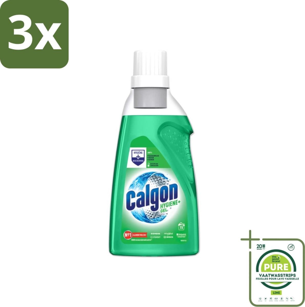 3 x Calgon – Wasmachinereiniger Gel – Hygiene+ – 750 ml - Grootverpakking - Wasmachinereiniger - Kalkpreventie - Wasmachine Hygiëne - Wasmachine Onderhoud - Geuren In Wasmachine — afbeelding 1