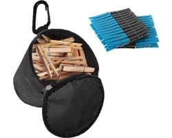 Sorbo - Wasknijpers zak - karabijnhaak - 96x wasknijpers kunststof
