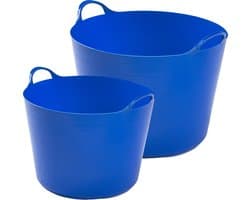 Whitefurze Flexibele emmers - 2x stuks - 14 liter en 39 liter - blauw
