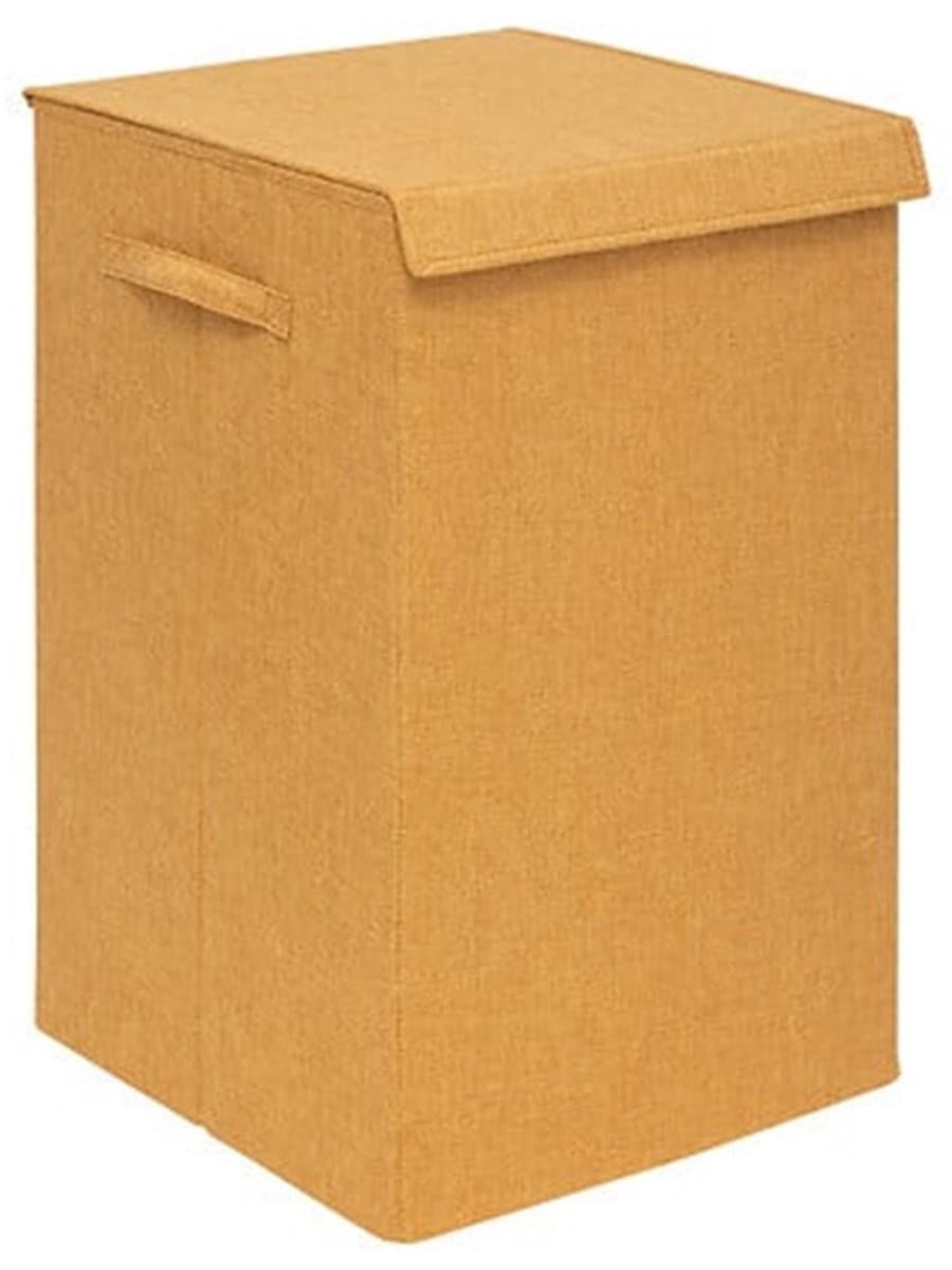 5Five Eureka sorteer wasmand - 74 liter - okergeel - 37 x 37 x 60 cm - MDF/Polyester stof - met afsluitklep — afbeelding 1