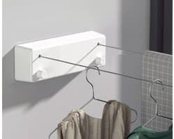 Waslijn uittrekbaar - 4.2 m waslijn/ uittrekbaar/ wanddroger/ roestvrij stalen kabel - droogapparaat voor zwarte waslijn voor wasgoed/balkon/ slaapkamer en woning - Wit — afbeelding 1