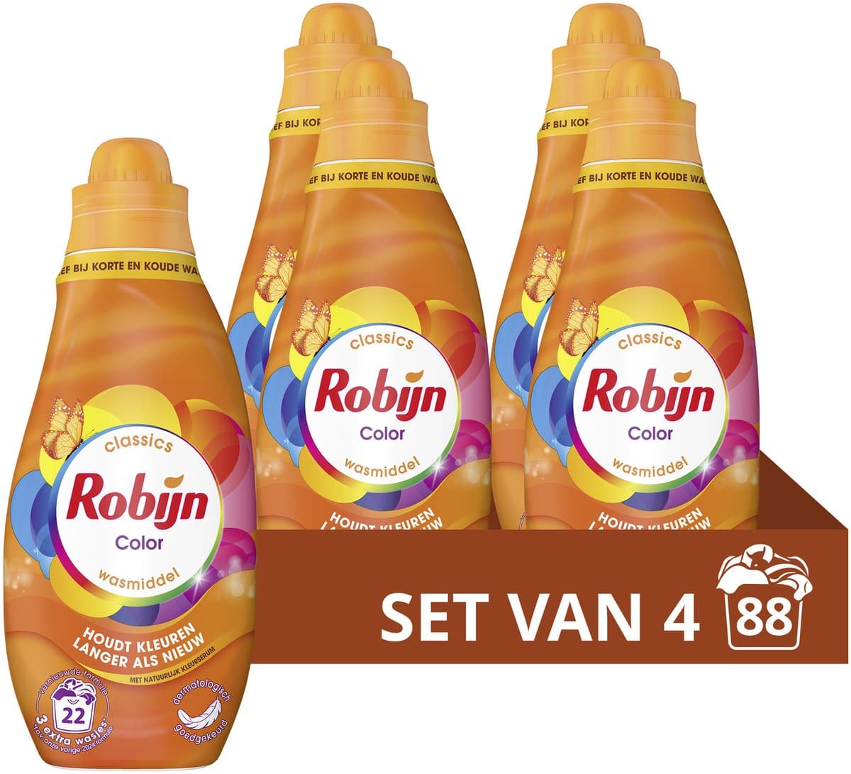 Robijn - Vloeibaar Wasmiddel - Klein & krachtig - Color - 4 flessen - 88 wasbeurten - Voordeelverpakking — afbeelding 1